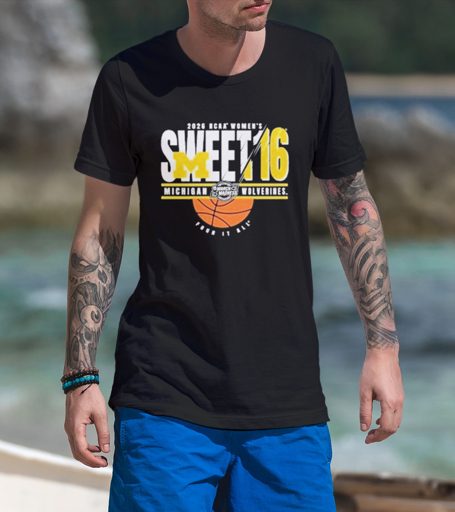 2026 NCAA Women's Sweet 16 Michigan Wolverines Basketball Go Blue T-Shirt