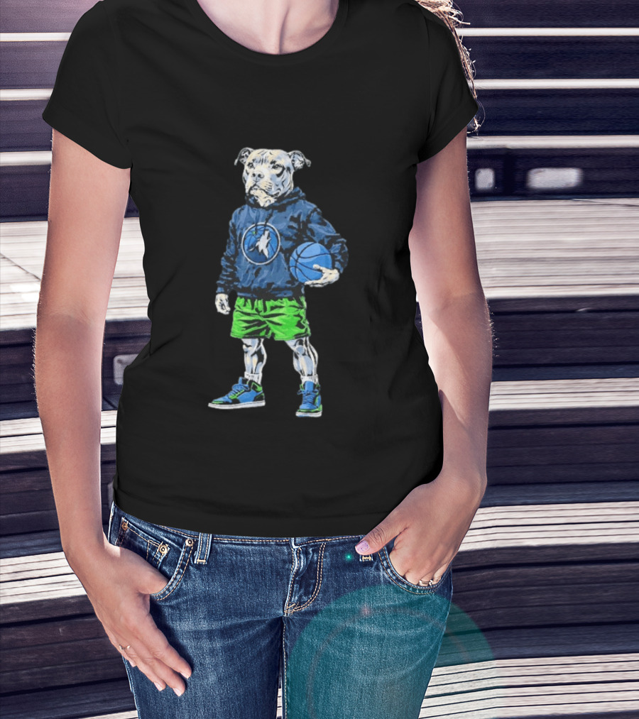 Hoop Dogs Pit Bull Minnesota Timberwolves Basketball T-Shirt