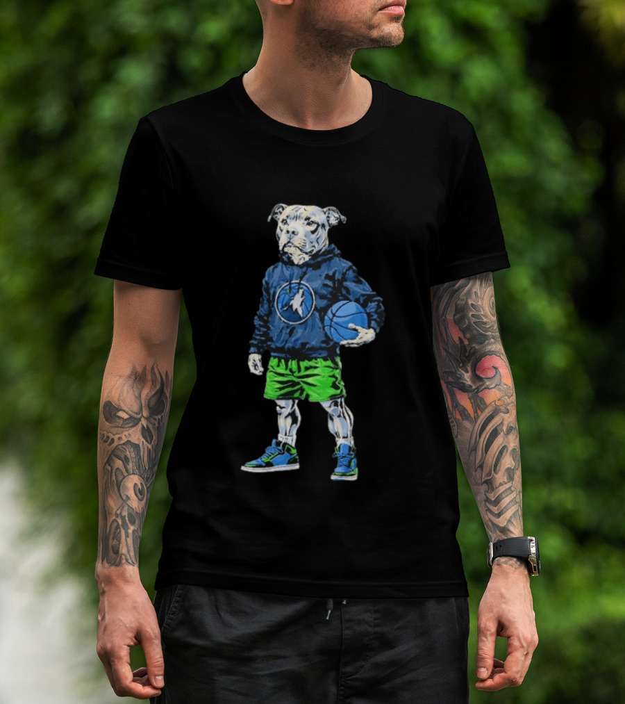 Hoop Dogs Pit Bull Minnesota Timberwolves Basketball T-Shirt