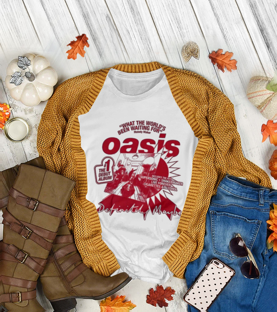 Oasis Definitely Maybe What The World's Been Waiting For Number 1 Debut Album T-Shirt