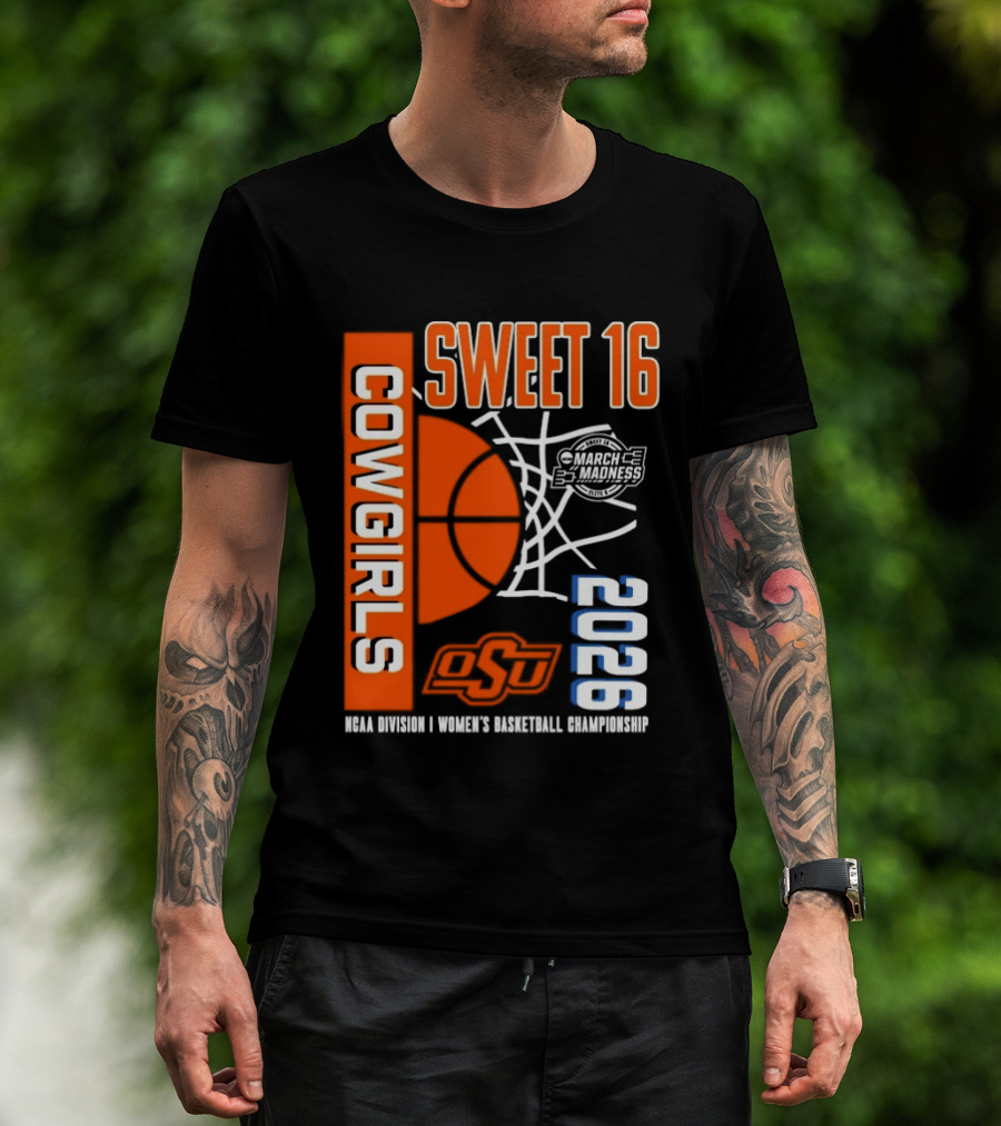 Oklahoma State Cowgirls Sweet 16 2026 NCAA Division I Women's Basketball March Madness Championship T-Shirt