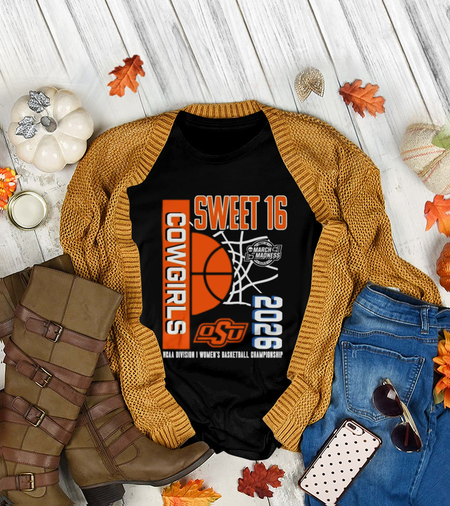 Oklahoma State Cowgirls Sweet 16 2026 NCAA Division I Women's Basketball March Madness Championship T-Shirt