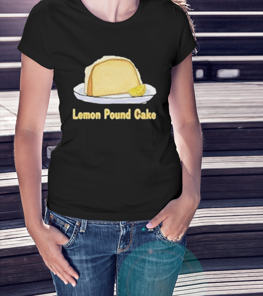 Lemon Pound Cake Slice On Plate With Lemon Wedge T-Shirt