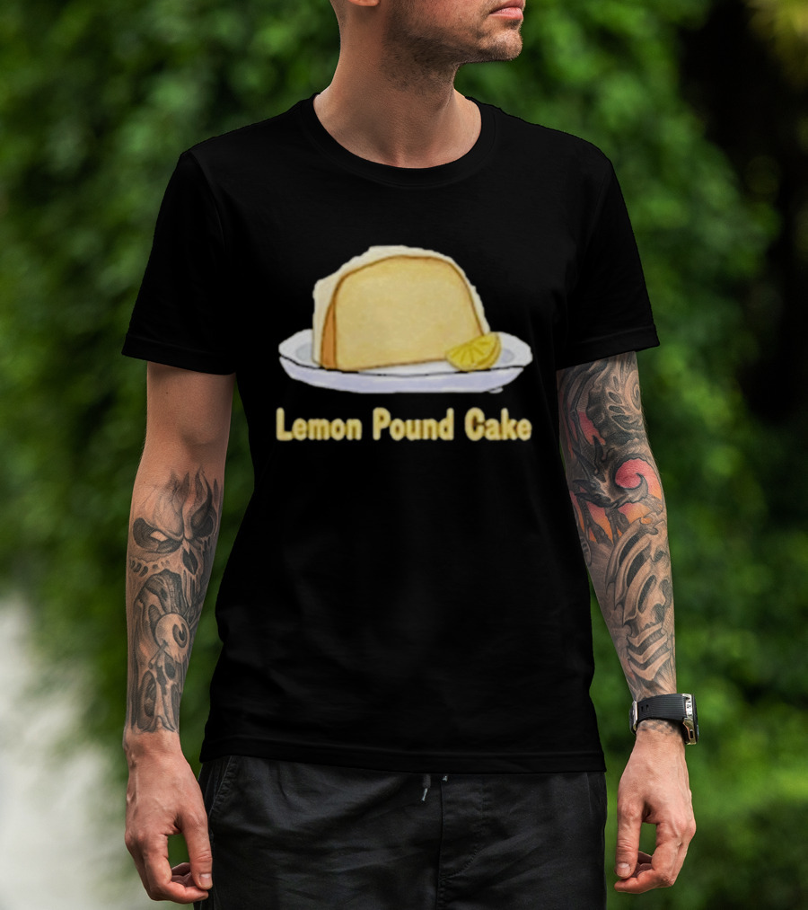 Lemon Pound Cake Slice On Plate With Lemon Wedge T-Shirt