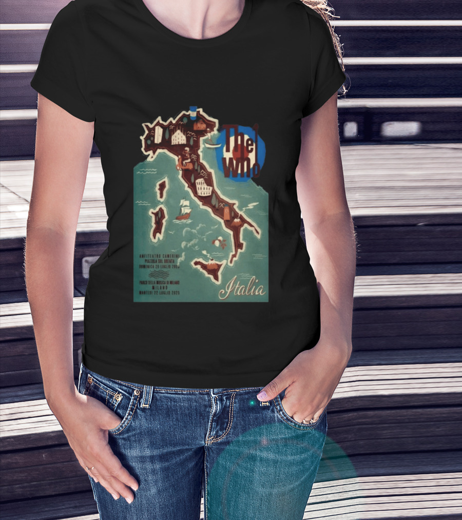 The Who Italia Tour 2026 Anfiteatro Camerini Padova Sul Brenta Parco Della Musica Milano T-Shirt