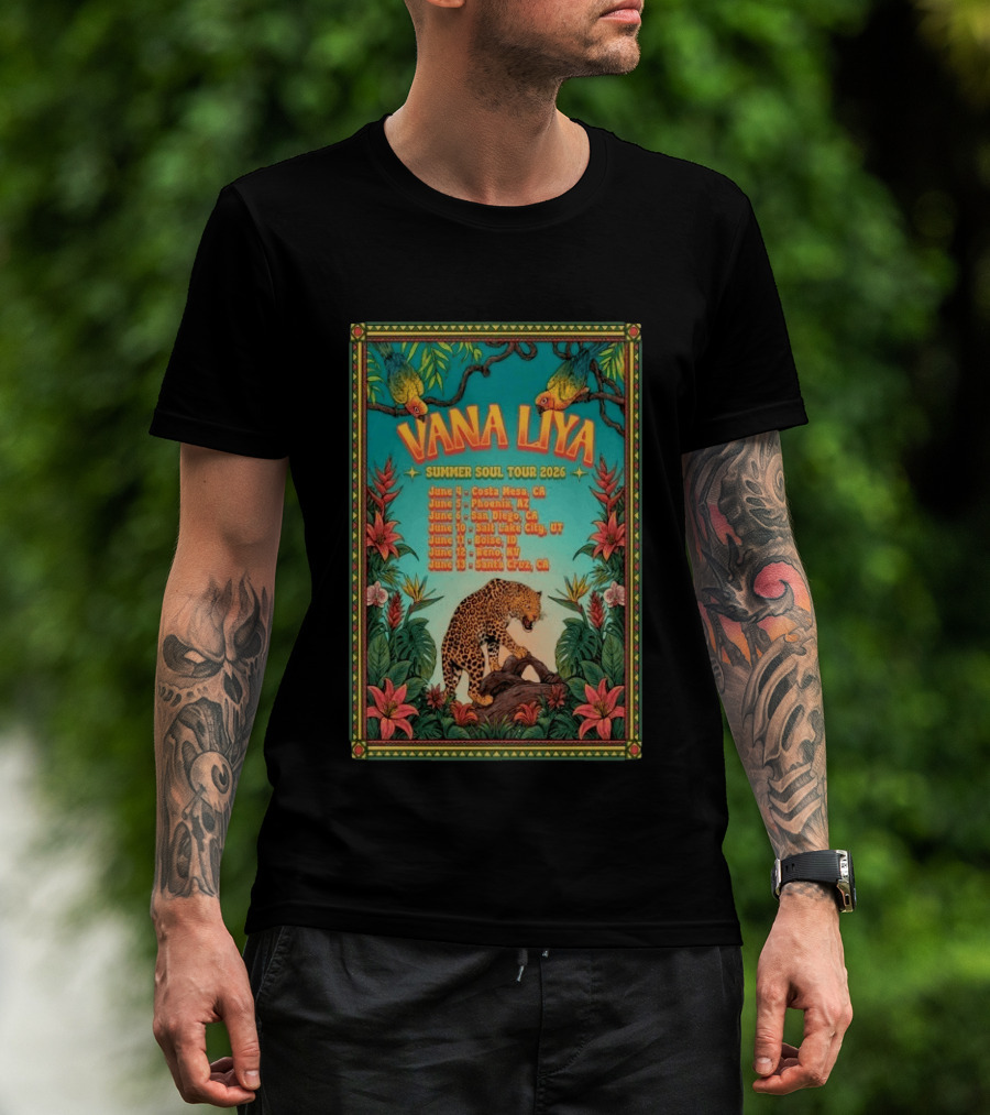 Vana Liya Summer Soul Tour 2026 Costa Mesa Phoenix San Diego Salt Lake City Boise Reno Santa Cruz T-Shirt