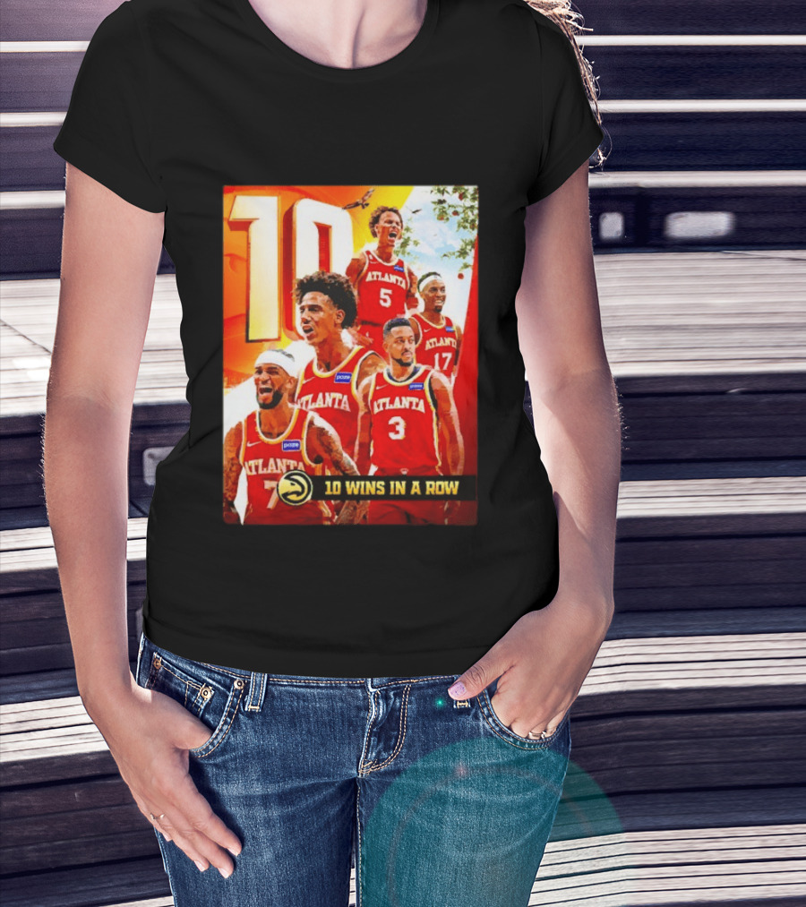 Atlanta Hawks NBA 10 Wins In A Row Players Celebration T-Shirt