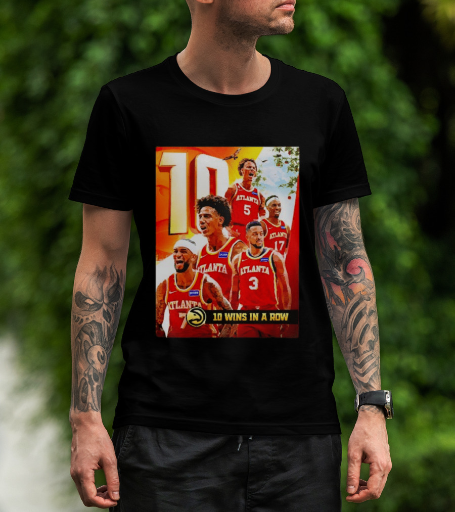 Atlanta Hawks NBA 10 Wins In A Row Players Celebration T-Shirt