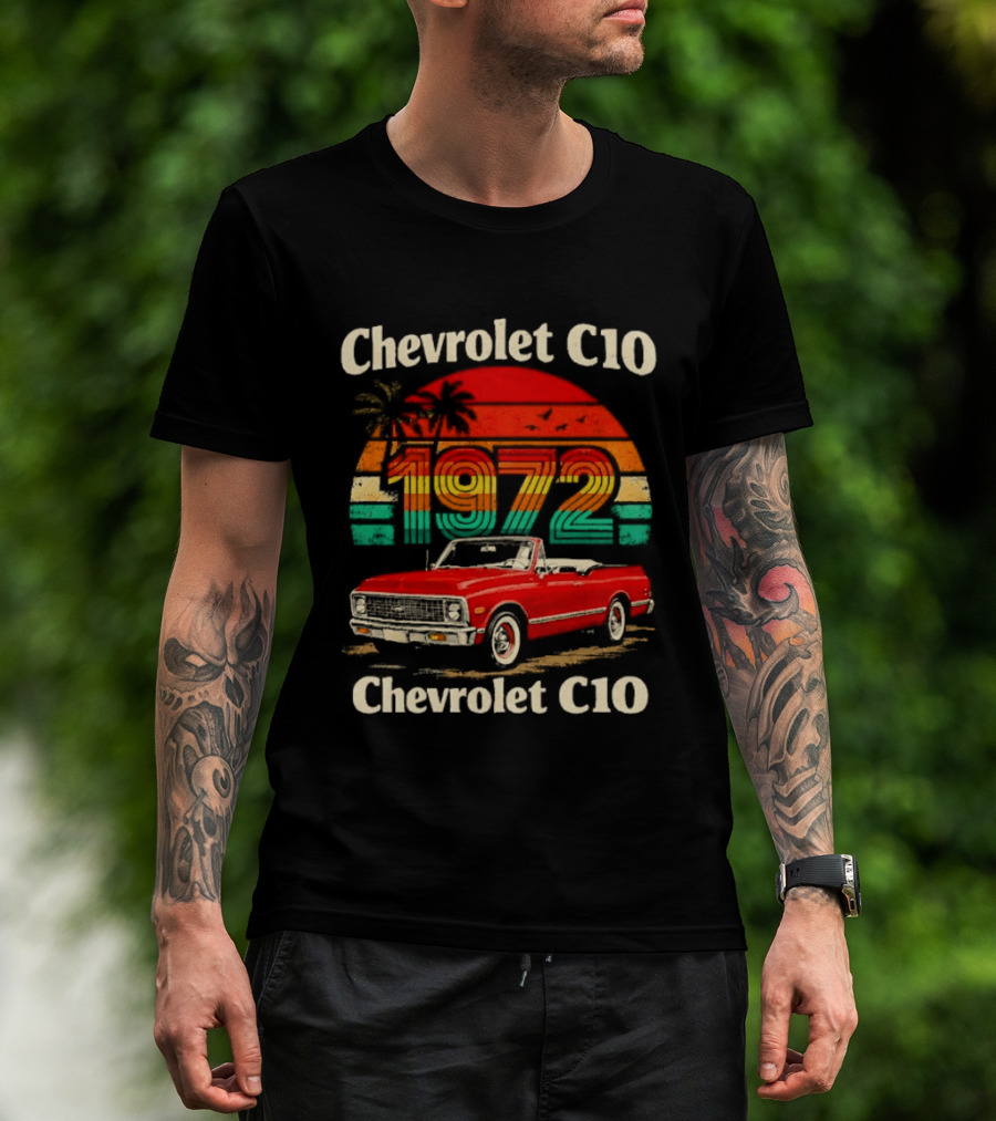 Chevrolet C10 1972 Vintage Sunset Red Pickup T-Shirt