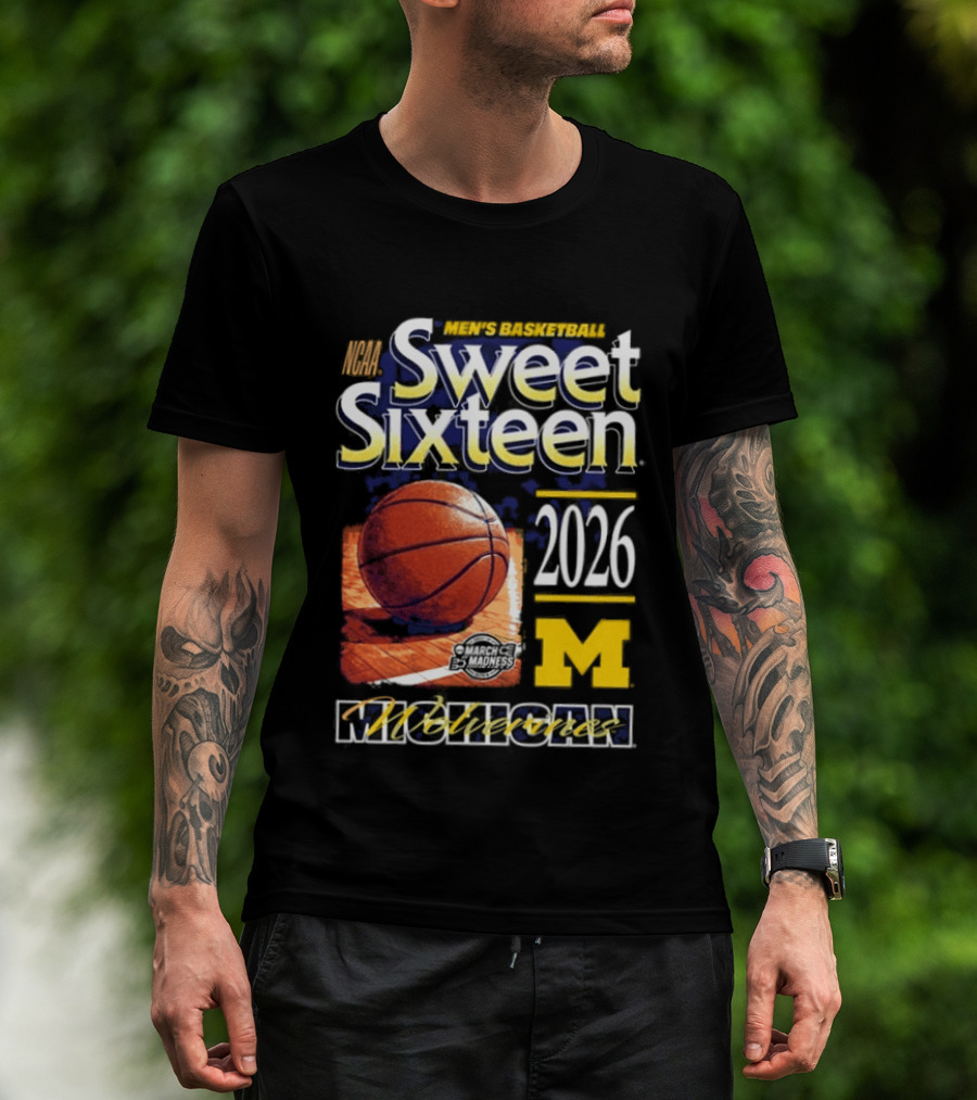 Michigan Wolverines Sweet Sixteen 2026 Basketball NCAA Bound T-Shirt