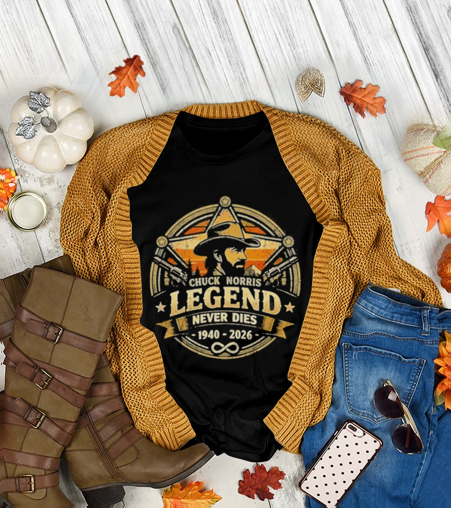 Chuck Norris Legend Never Dies Cowboy 1940 2026 Infinity T-Shirt