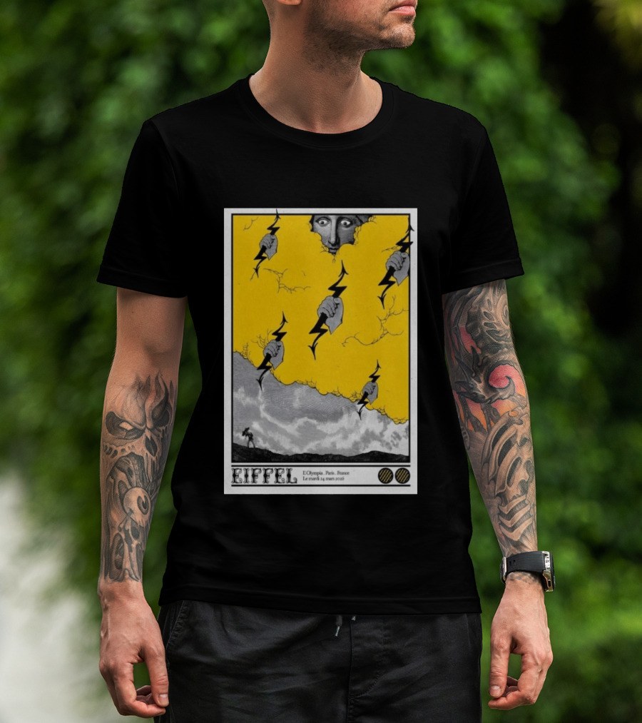 Eiffel L'Olympia Paris France Mar 24 2026 Lightning Cloud T-Shirt