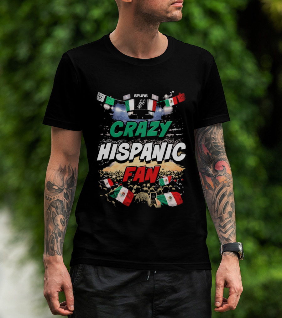 Splurs Crazy Hispanic Fan Mexican Flag Fists Flags T-Shirt