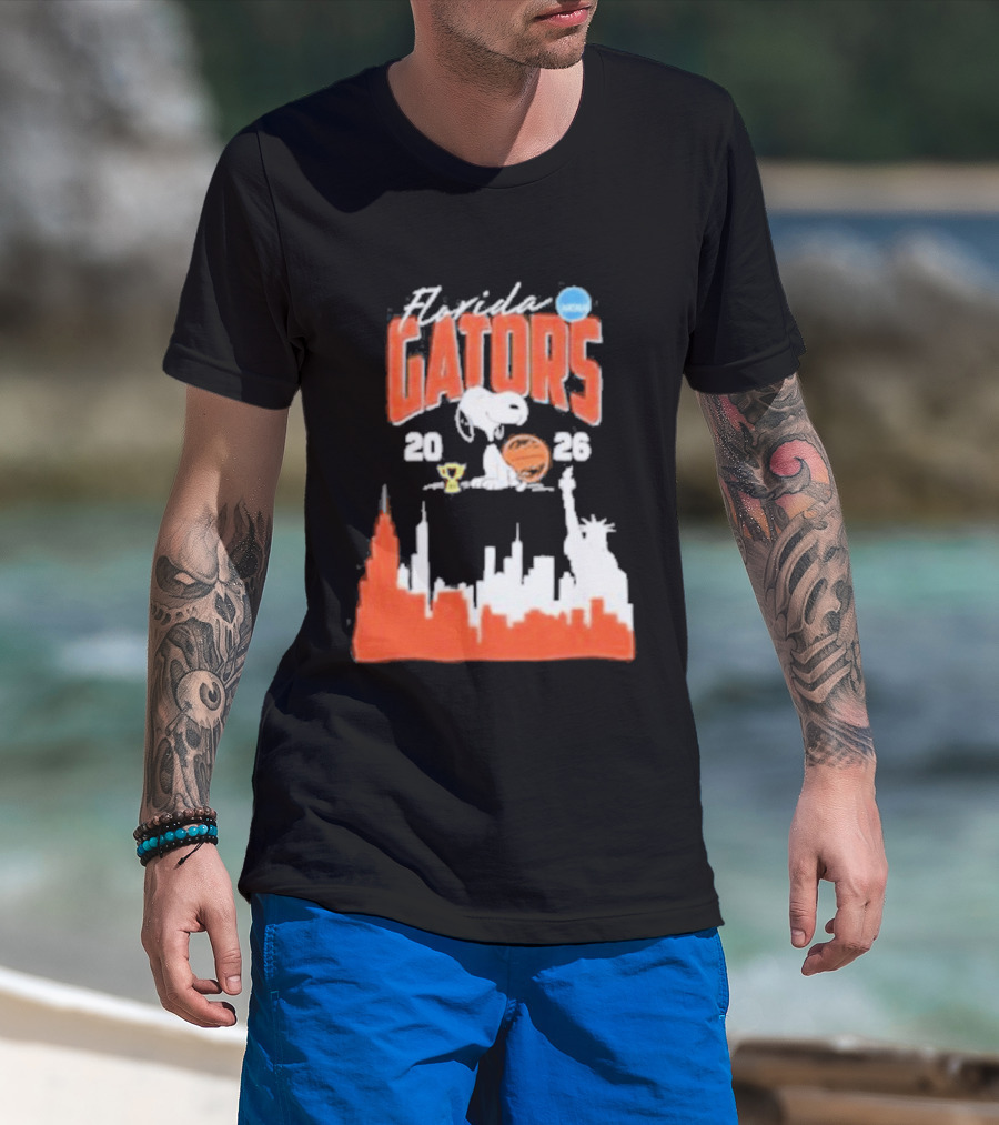 Florida Gators Snoopy Basketball 2026 NYC Skyline T-Shirt
