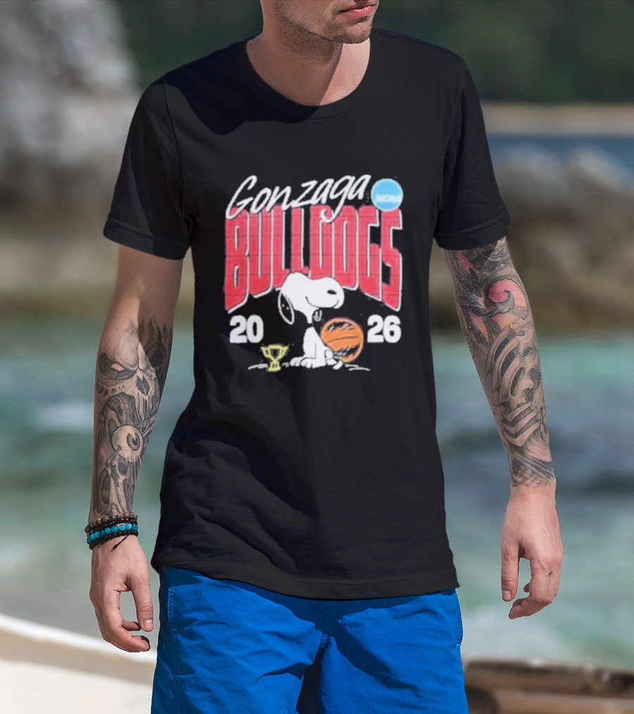 Gonzaga Bulldogs Snoopy NCAA Tournament 2026 Basketball Trophy T-Shirt