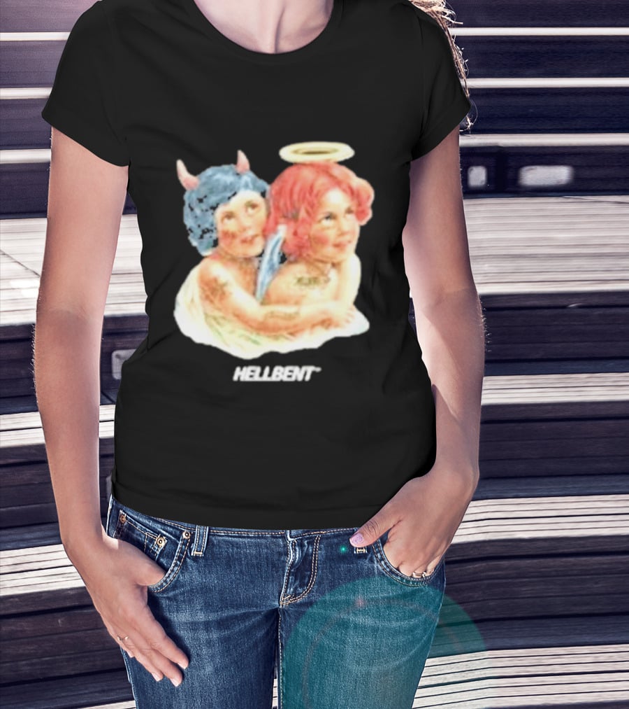 Hellbentrecs Saints Sinners Cherubs With Halo And Horns T-Shirt