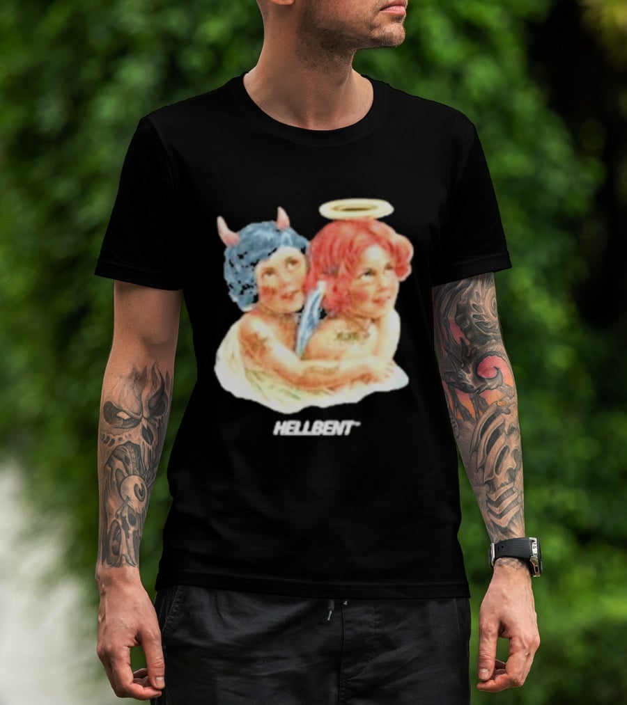 Hellbentrecs Saints Sinners Cherubs With Halo And Horns T-Shirt