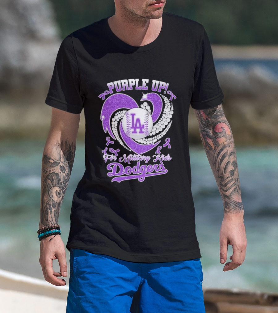 Purple Up Heart LA For Military Kids Dodgers T-Shirt