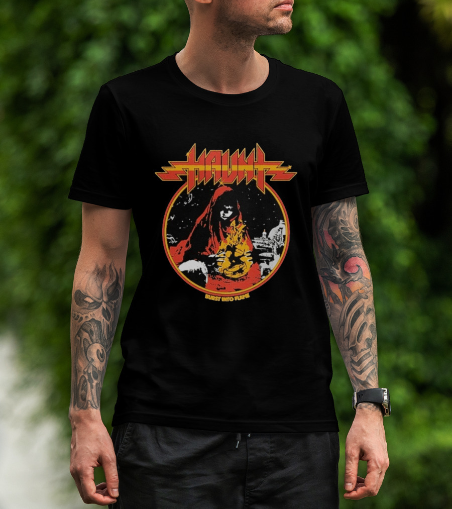 Haunt Burst Into Flame Hooded Figure With Flames T-Shirt