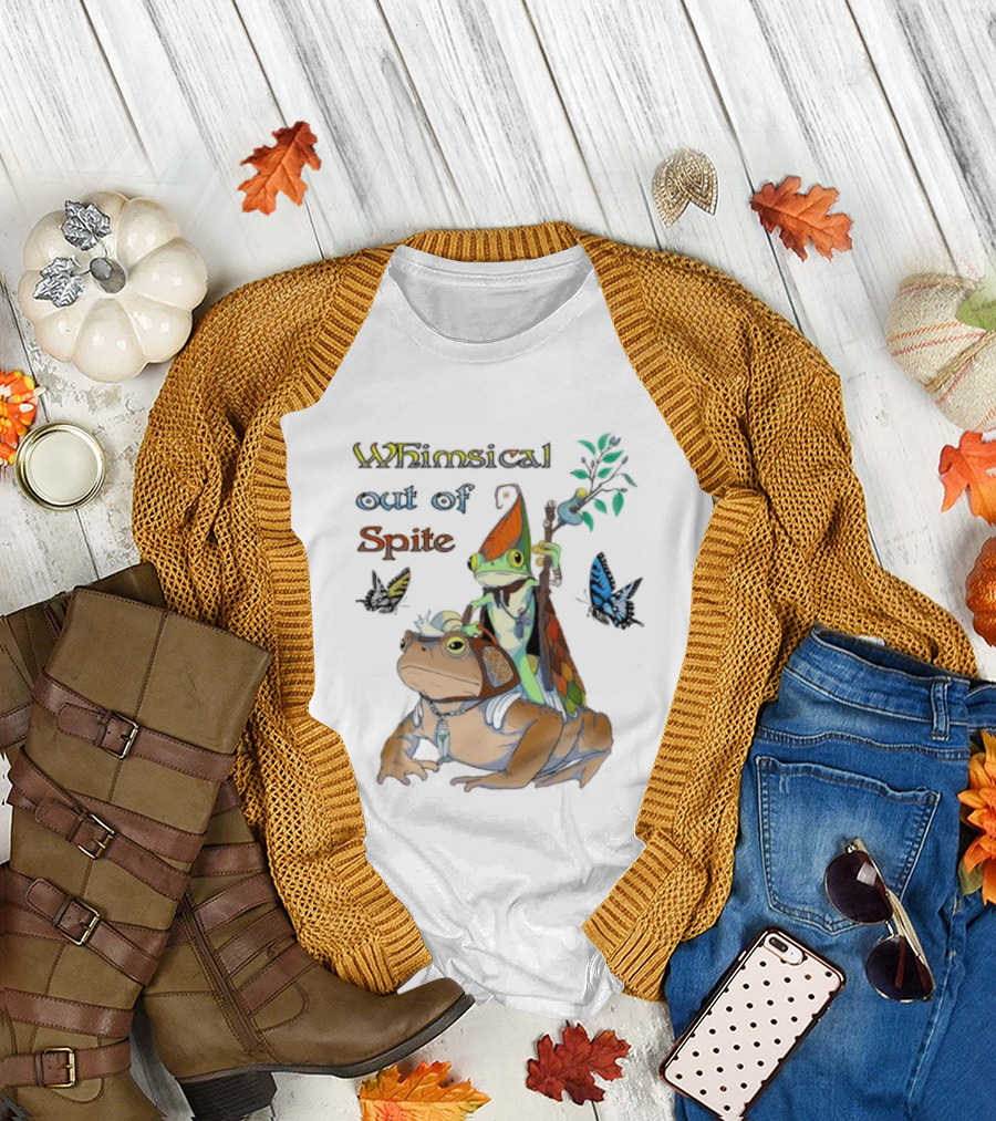 Whimsical Frog Out of Spite with Butterflies and Chameleon T-Shirt