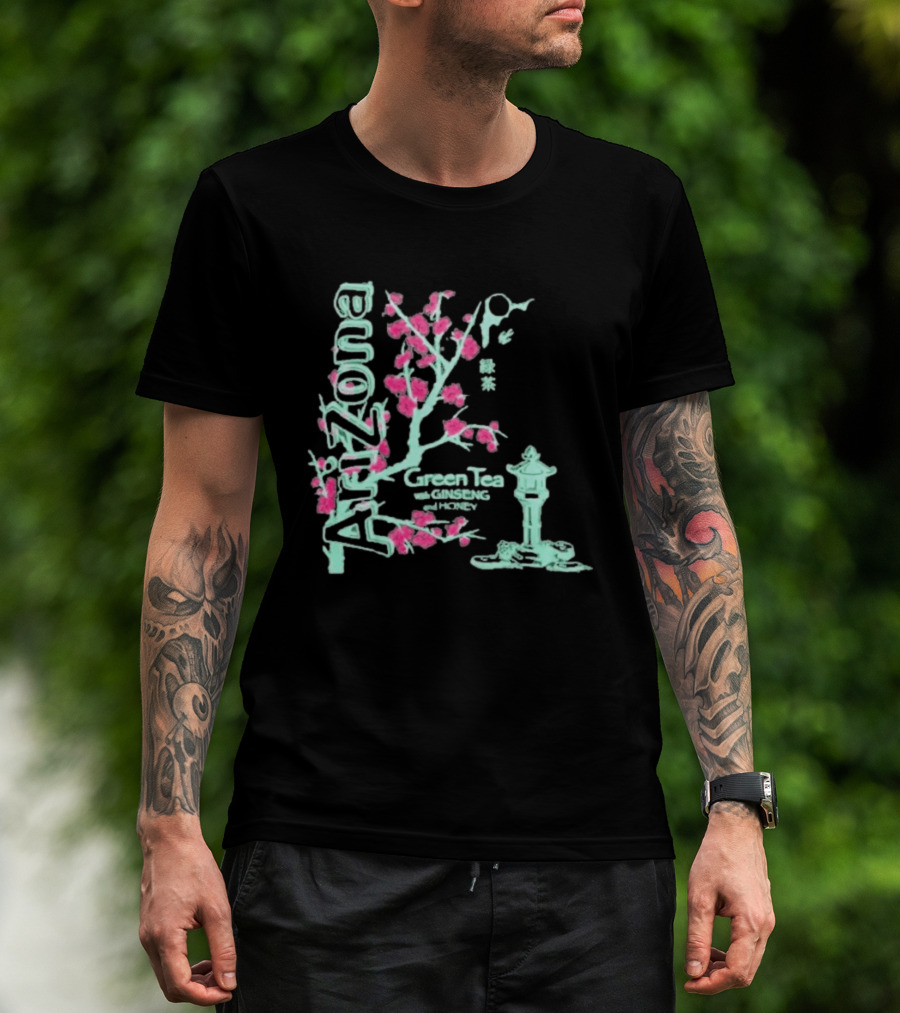Arizona Beverages Green Tea With Ginseng Cherry Blossom Lantern Scene T-Shirt