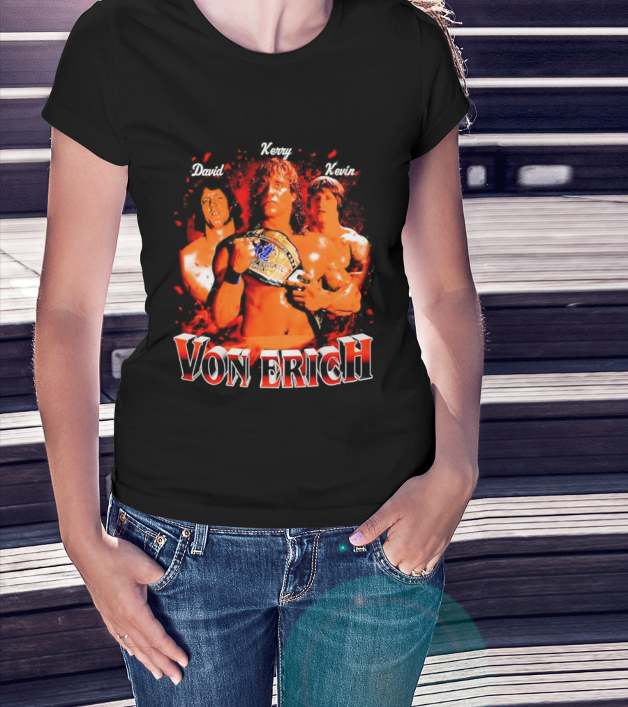 Von Erich Wrestling Family Kevin David Kerry Retro Championship T-Shirt