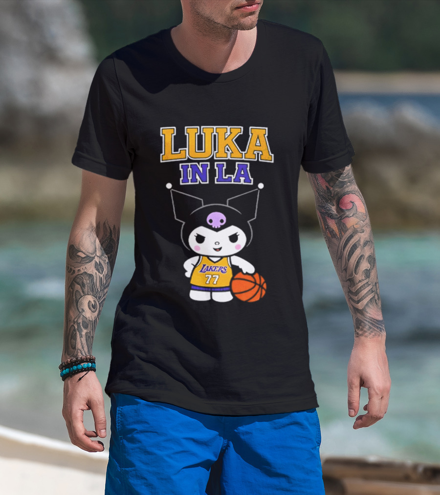 Kuromi Lakers Luka In LA #77 Basketball T-Shirt