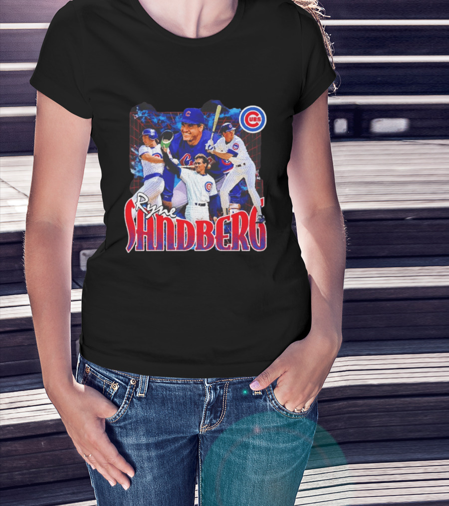 Ryne Sandberg Chicago Cubs MLB Player Collage T-Shirt