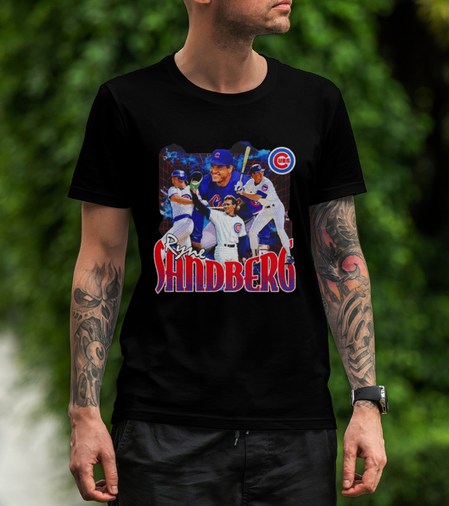Ryne Sandberg Chicago Cubs MLB Player Collage T-Shirt