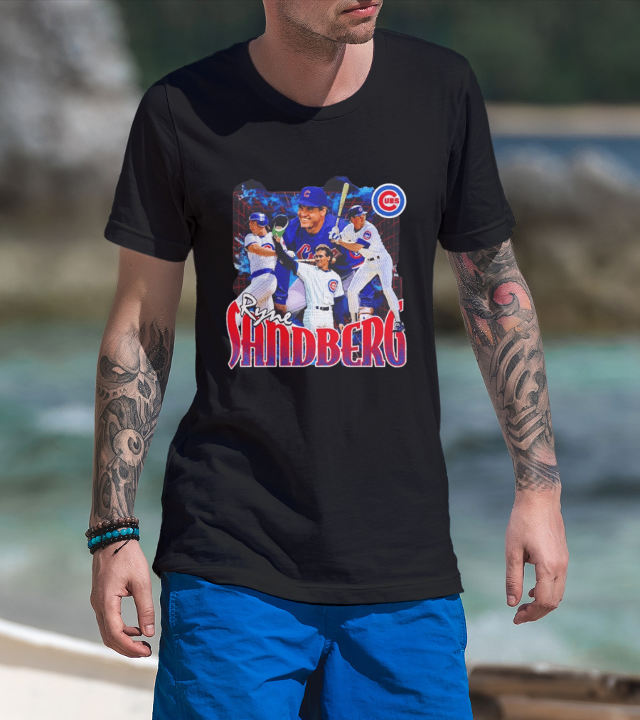 Ryne Sandberg Chicago Cubs MLB Player Collage T-Shirt