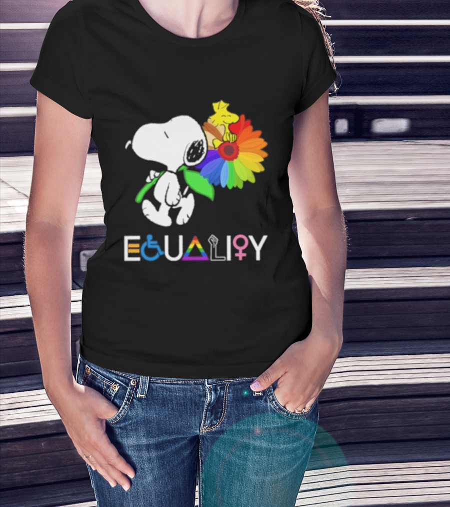 Snoopy Flower Equality Rainbow LGBTQ+ Inclusivity T-Shirt