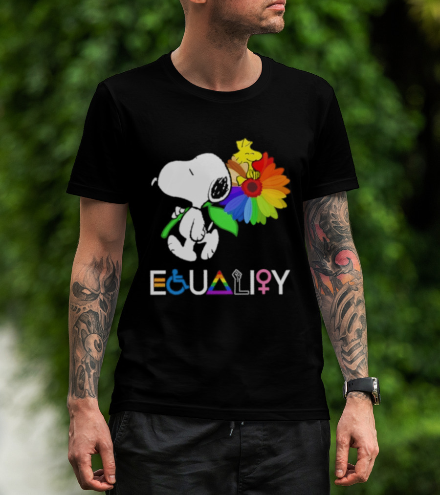 Snoopy Flower Equality Rainbow LGBTQ+ Inclusivity T-Shirt