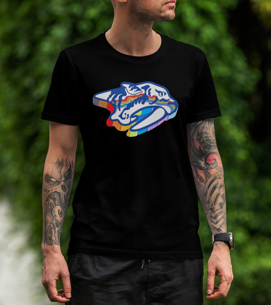 Nashville Predators Rainbow Pride Hockey Team LGBTQIA+ Support T-Shirt