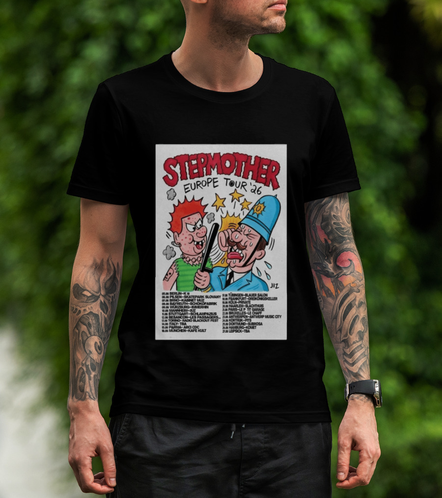 Stepmother Europe Tour 2026 Cartoon Punk Rock Dates And Locations T-Shirt
