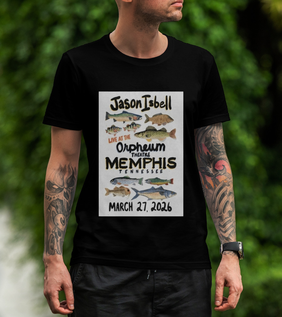 Jason Isbell Live At The Orpheum Theatre Memphis Tennessee March 27 2026 Fish Illustrations T-Shirt