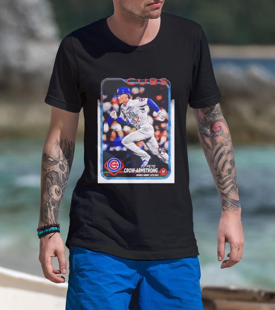 Pete Crow Armstrong Chicago Cubs Rookie Debut 9/11/2023 Topps Baseball Card T-Shirt