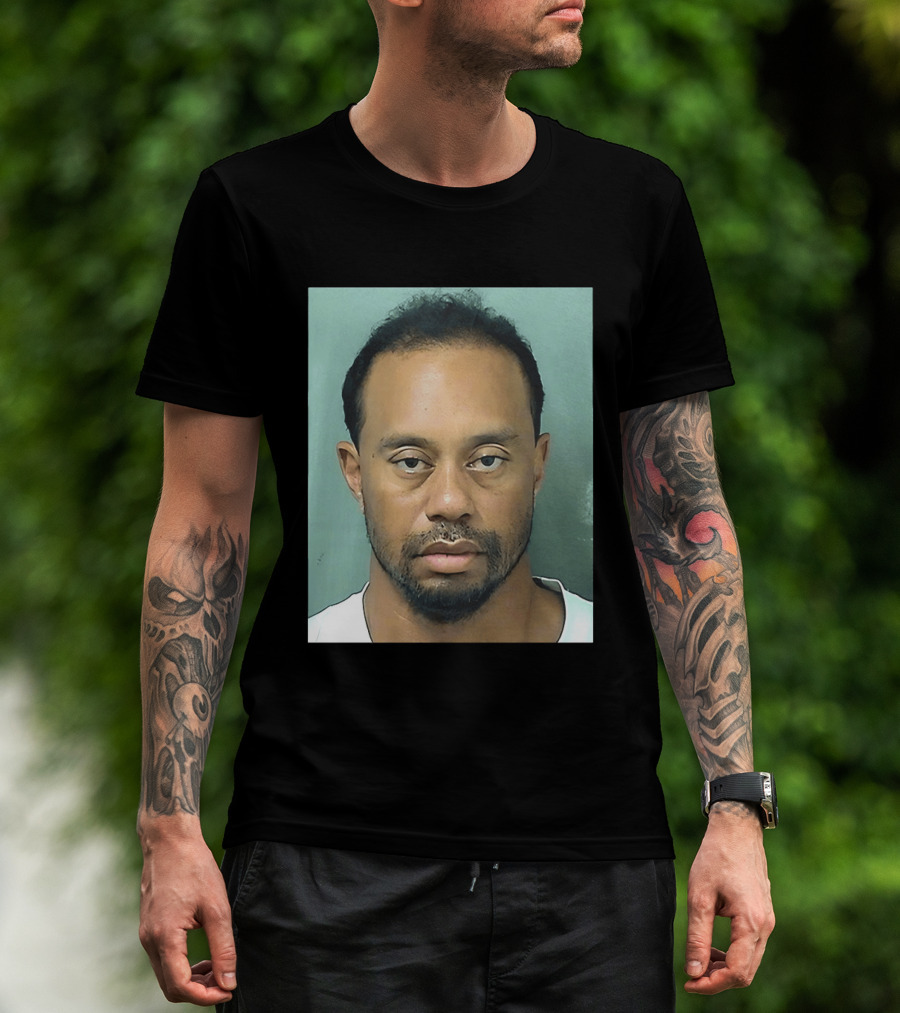 Tiger Woods Shot Palm Beach County Booking Photo T-Shirt