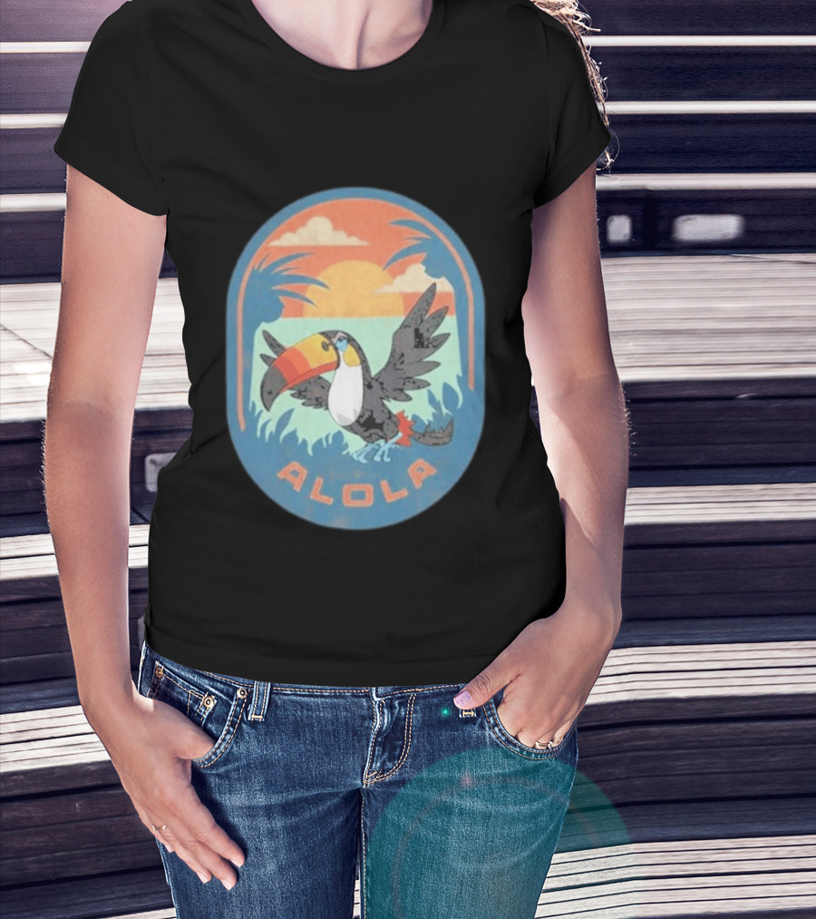 Alola Pokémon Toucan Tropical Sunset Scene T-Shirt