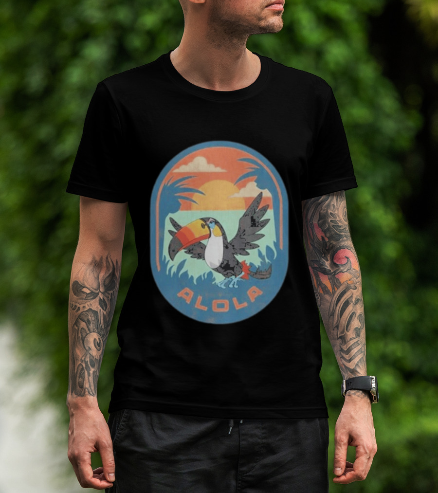 Alola Pokémon Toucan Tropical Sunset Scene T-Shirt