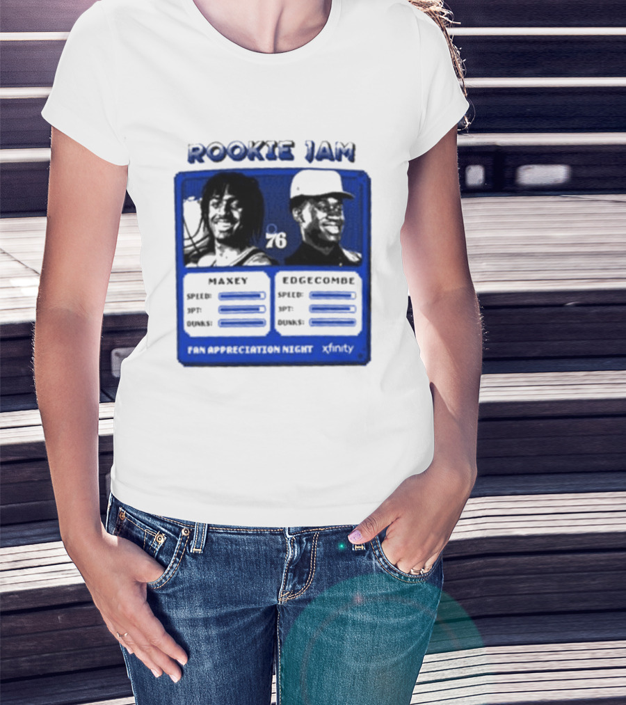 Rookie Jam Philadelphia 76ers Maxey Edgecombe Stats Display T-Shirt