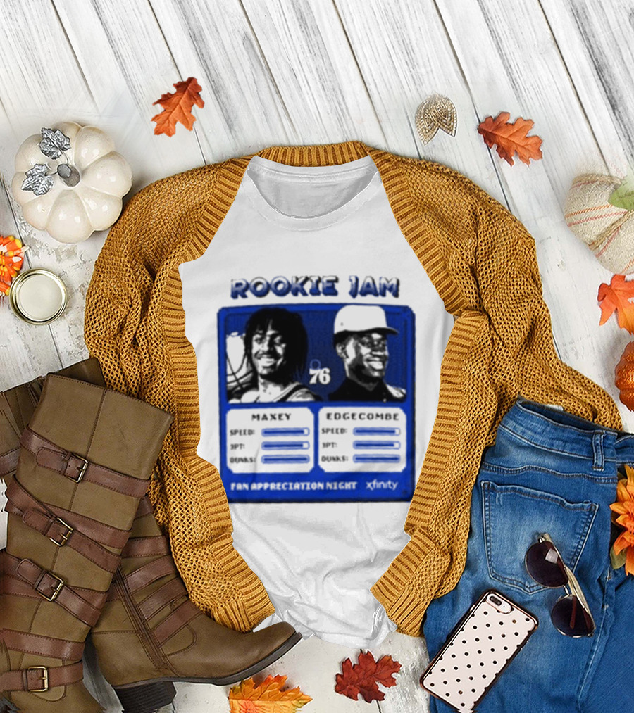 Rookie Jam Philadelphia 76ers Maxey Edgecombe Stats Display T-Shirt