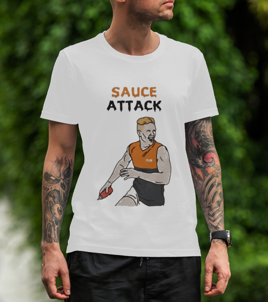 Sauce Attack Giants Edition Australian Rules Football Fan T-Shirt