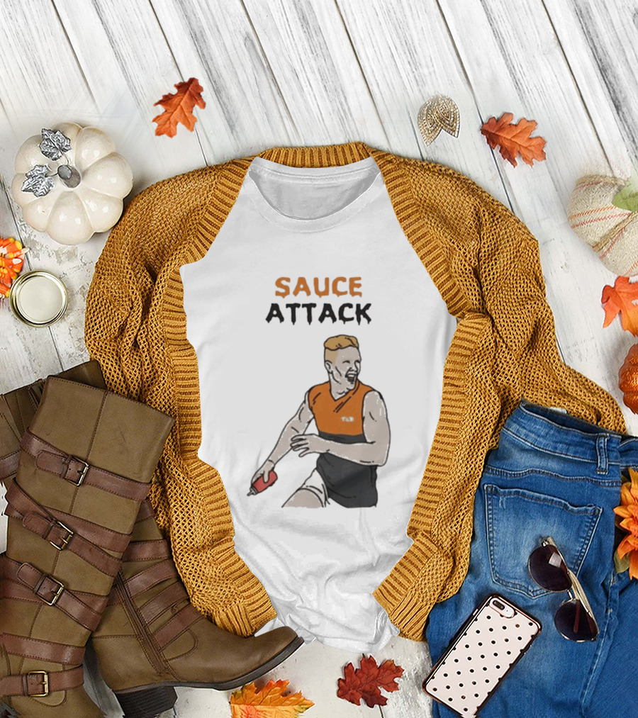Sauce Attack Giants Edition Australian Rules Football Fan T-Shirt