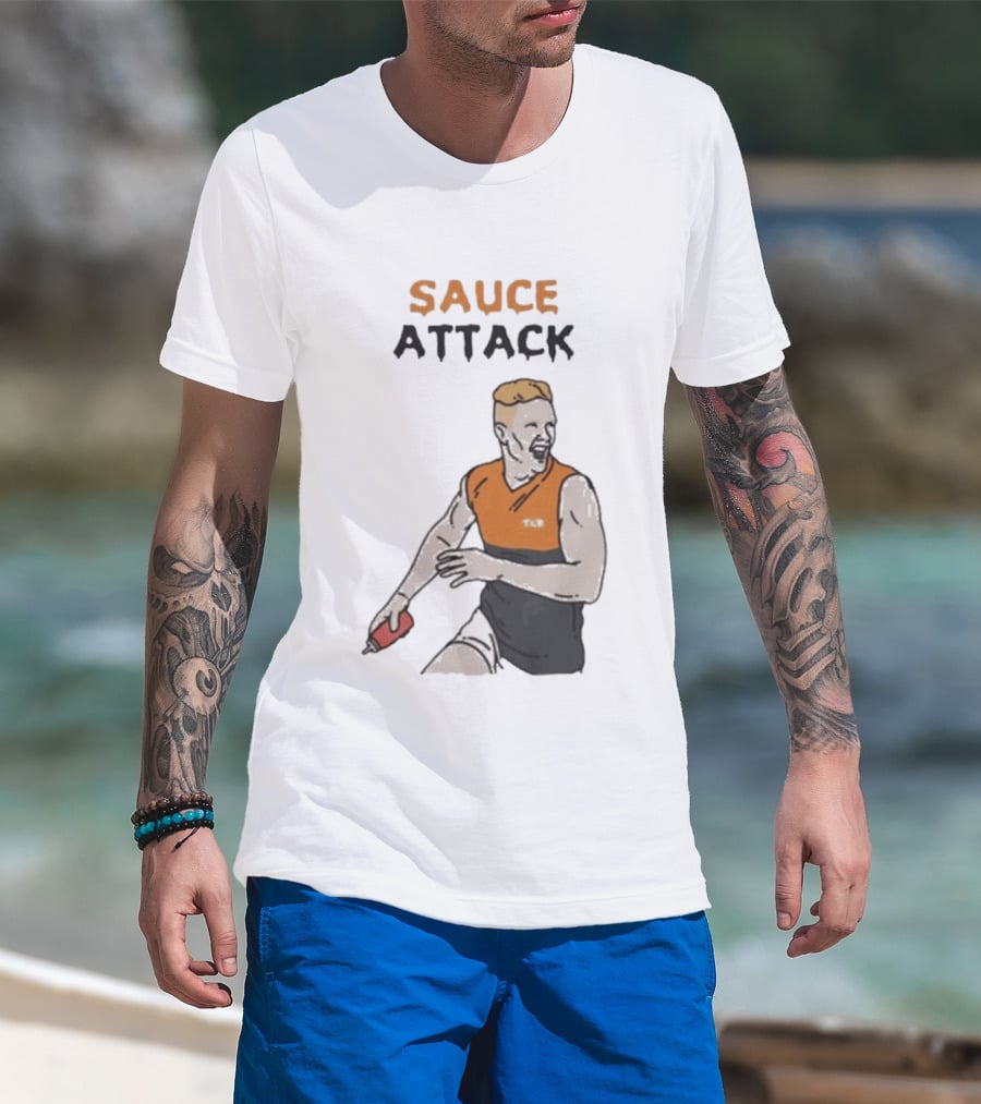 Sauce Attack Giants Edition Australian Rules Football Fan T-Shirt