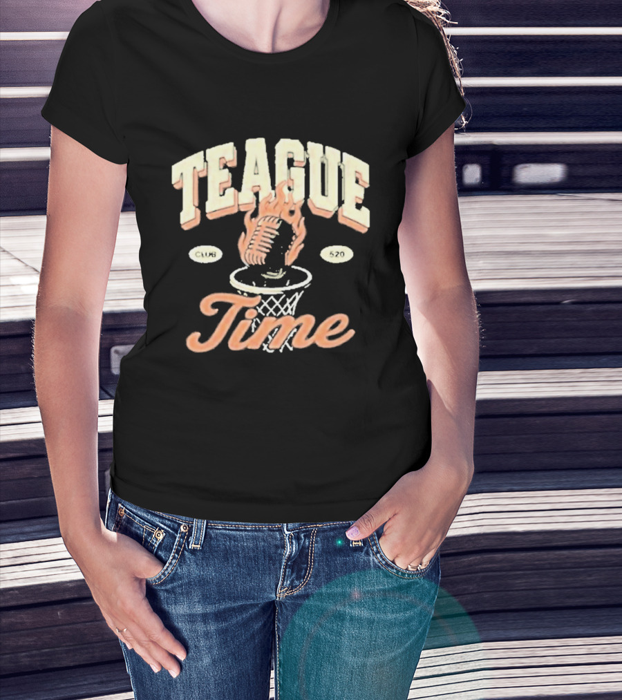 Teague Time Basketball Flaming Ball Hoop Club 520 T-Shirt