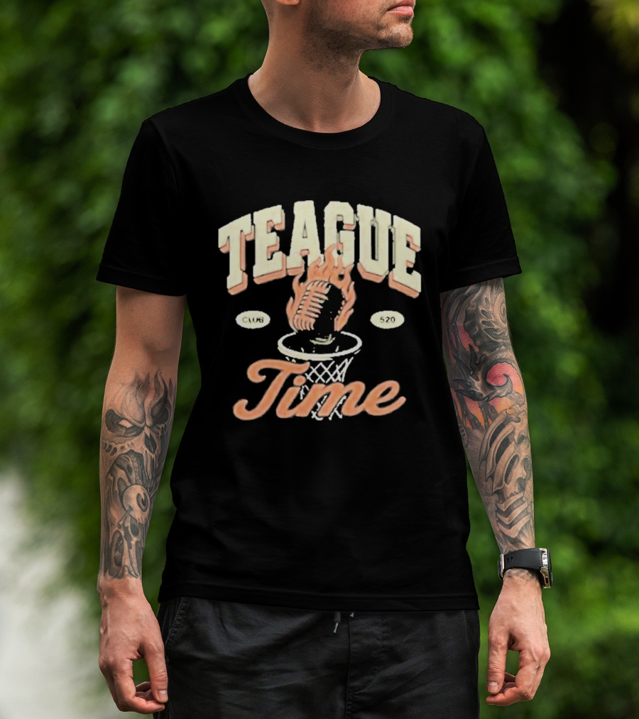 Teague Time Basketball Flaming Ball Hoop Club 520 T-Shirt