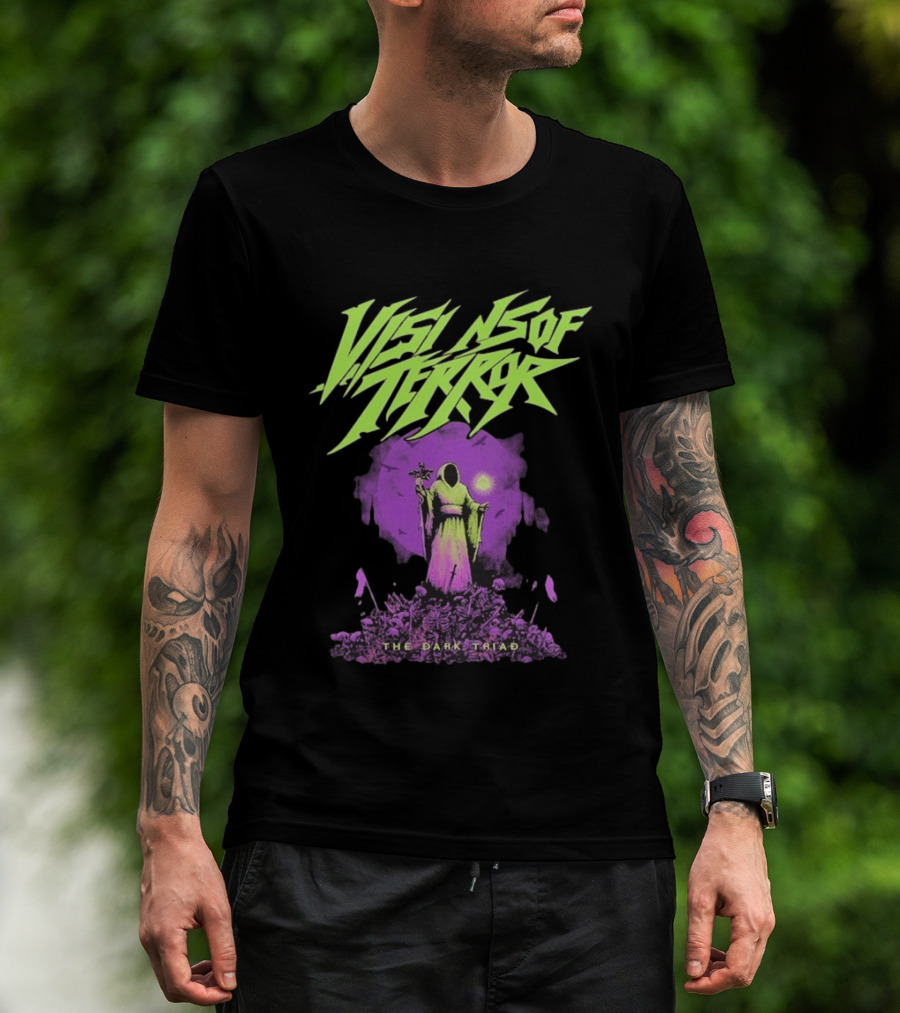 Visions Of Terror The Dark Triad Hooded Figure Symbolism T-Shirt