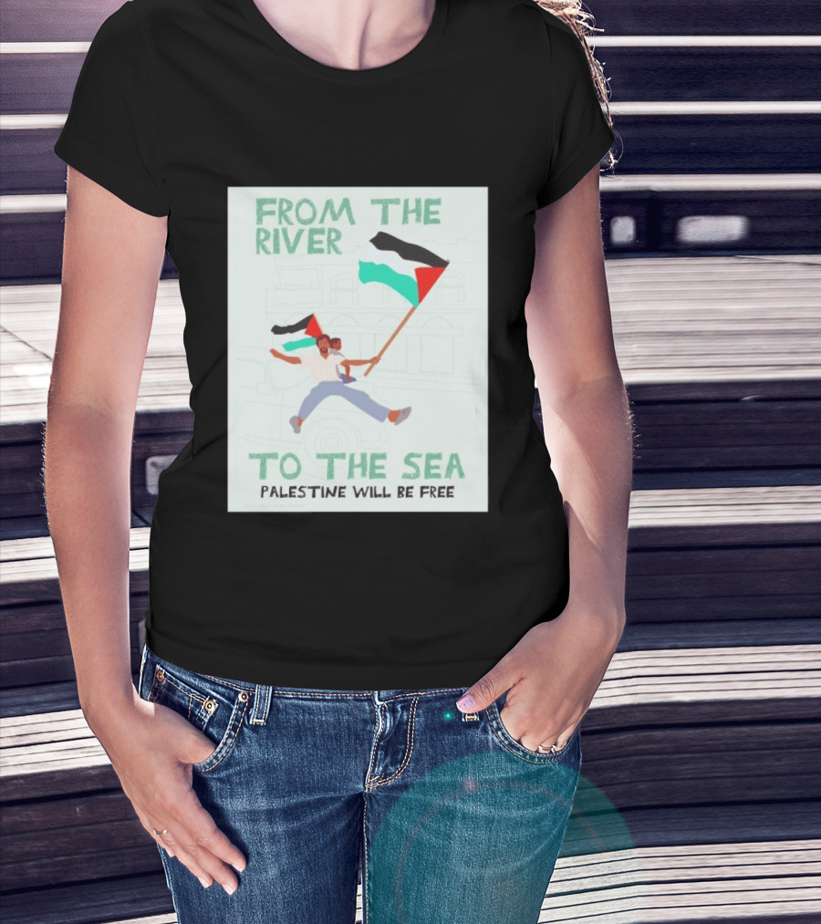 From The River To The Sea Palestine Will Be Free Flag Person Holding Child T-Shirt