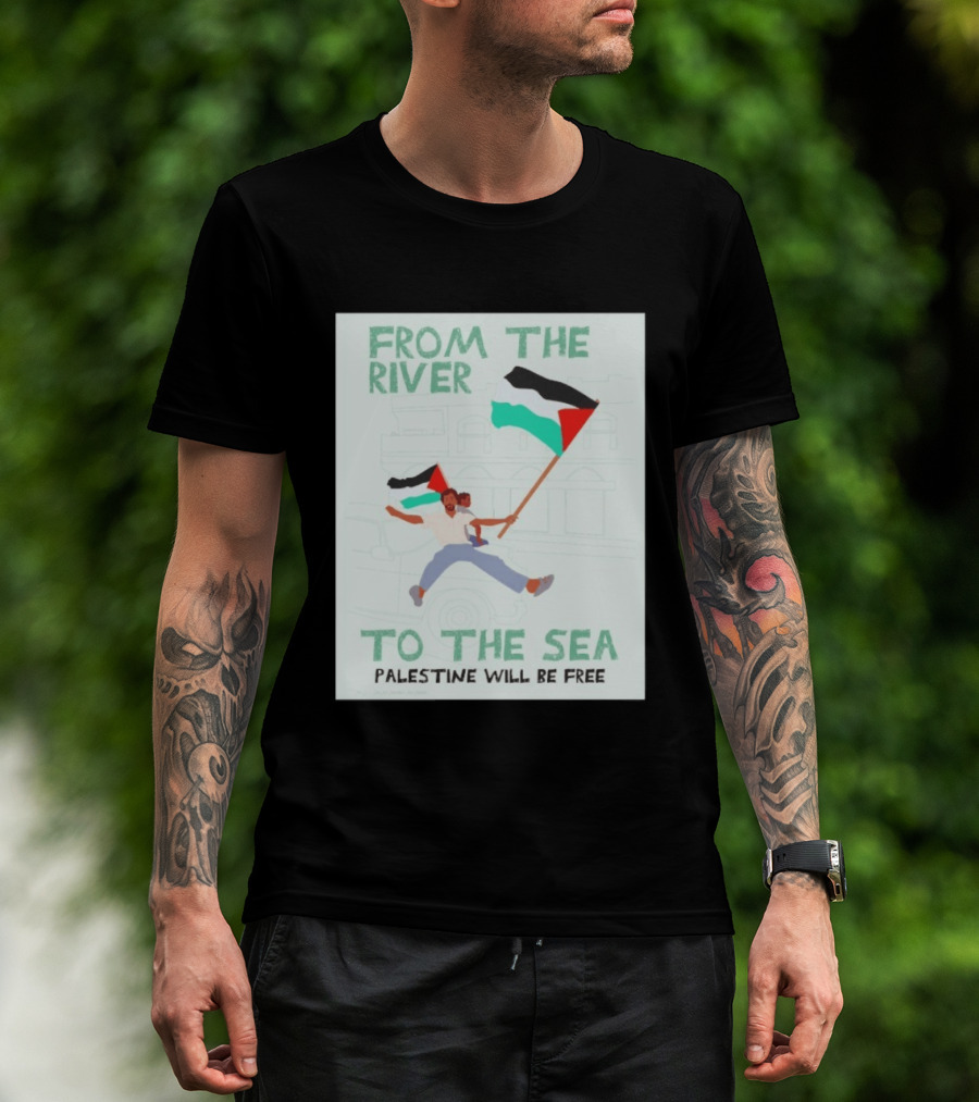 From The River To The Sea Palestine Will Be Free Flag Person Holding Child T-Shirt