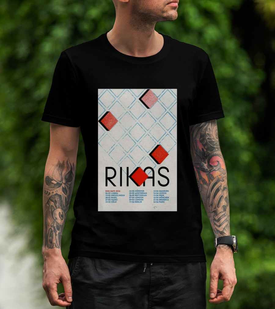 Rikas Dog Days Tour 2026 Lisbon Kreuzlingen Basel Mainz Koln Munster Amsterdam Rotterdam London Berlin Hamburg Leipzig Wien Munchen Brussels Paris T-Shirt